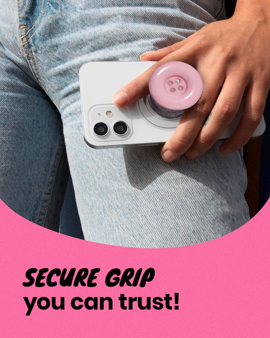 Solid Color Button Phone Grip – Minimalist Design, Durable and Lightweight, Grip and Stand for Smartphones