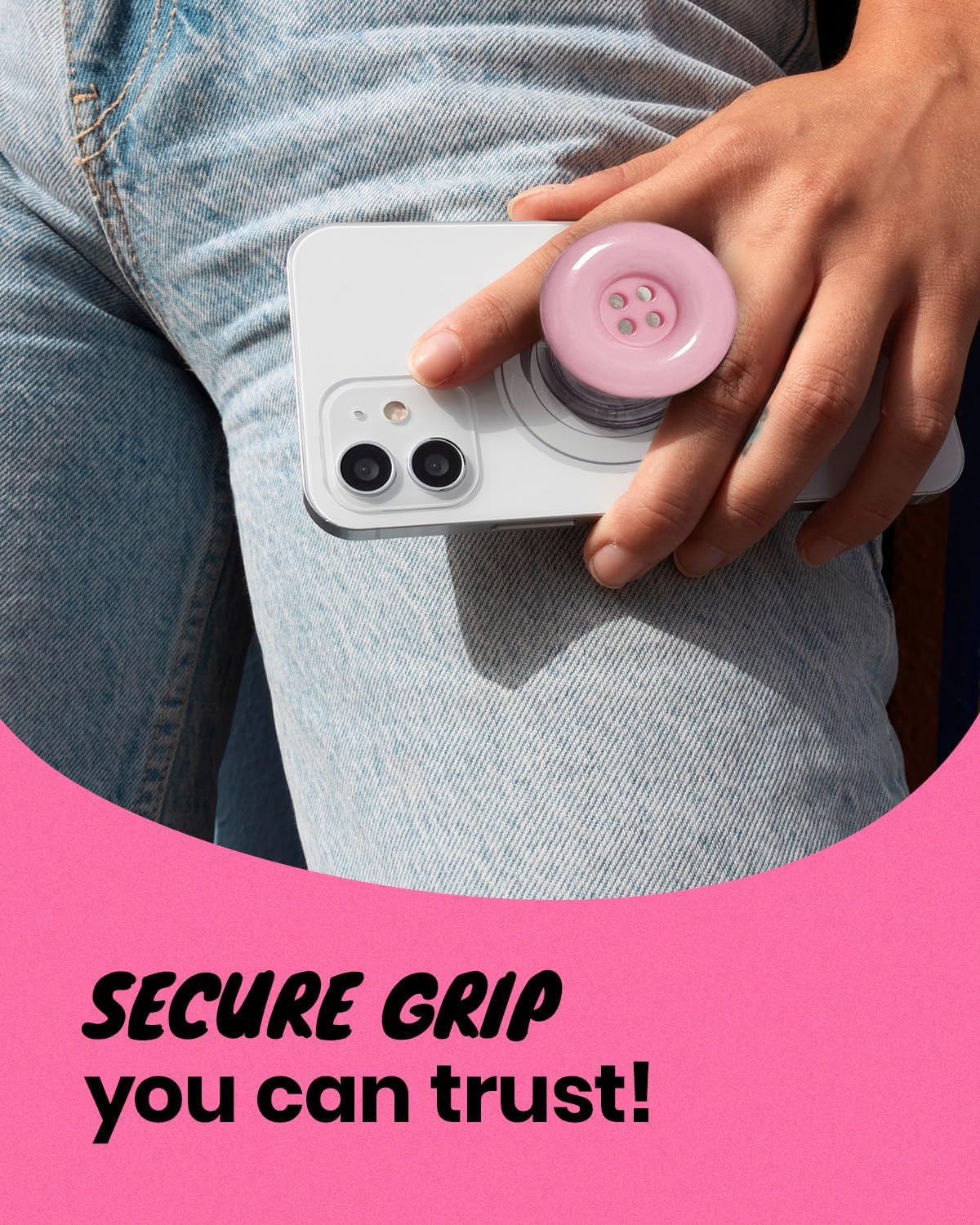 Solid Color Button Phone Grip – Minimalist Design, Durable and Lightweight, Grip and Stand for Smartphones