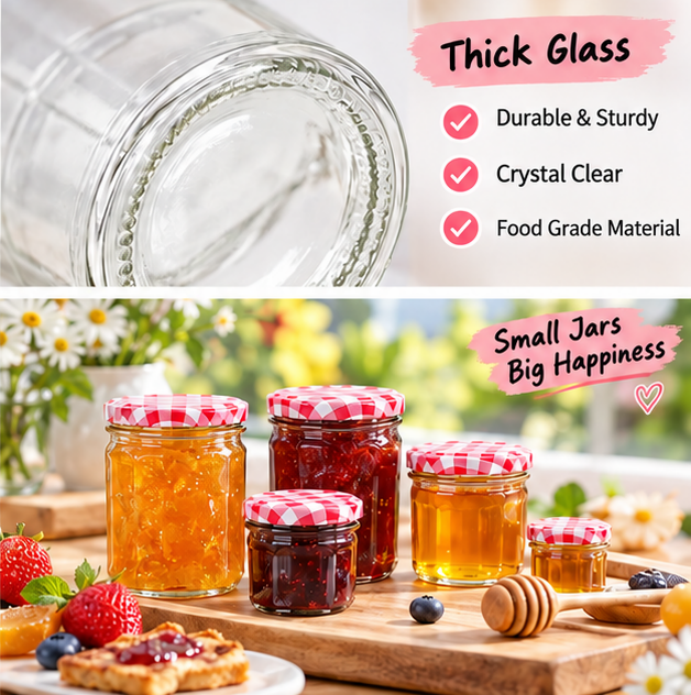 Mini Glass Coffee Jar with Gingham Lid – Make Your Iced Latte Moment a Little Sweeter