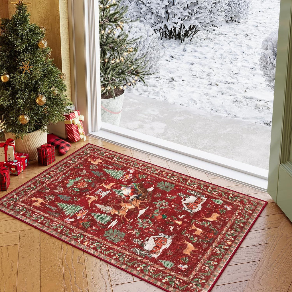 Washable Christmas Woodland Runner Rug – Cozy Holiday Style, Everyday Ease