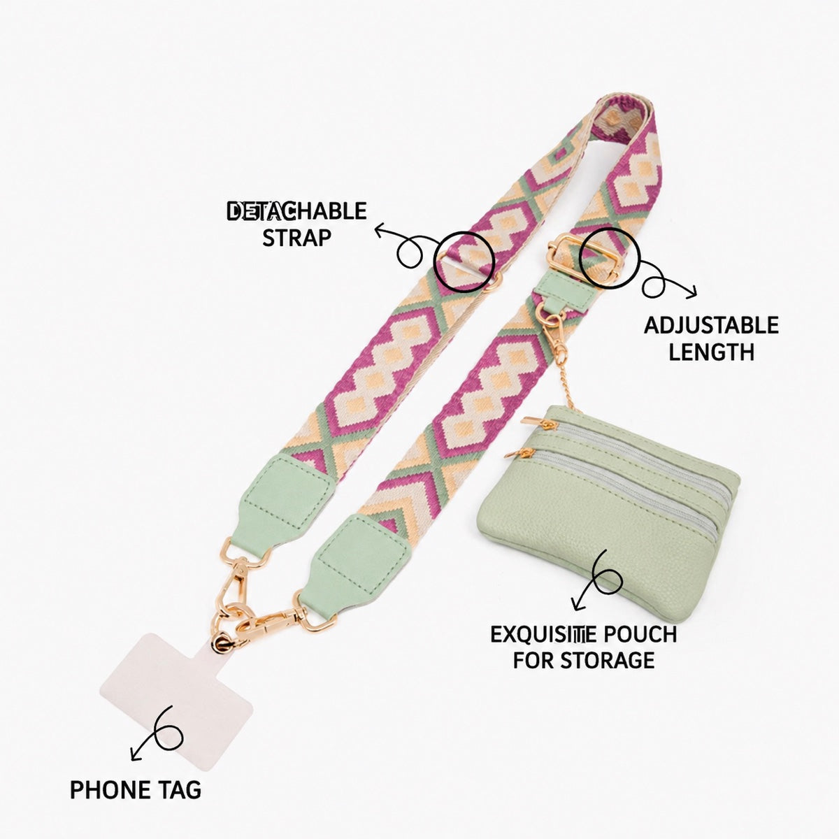 Adjustable Phone Shoulder Strap with Detachable Pouch for Hands-Free Carry product image 4