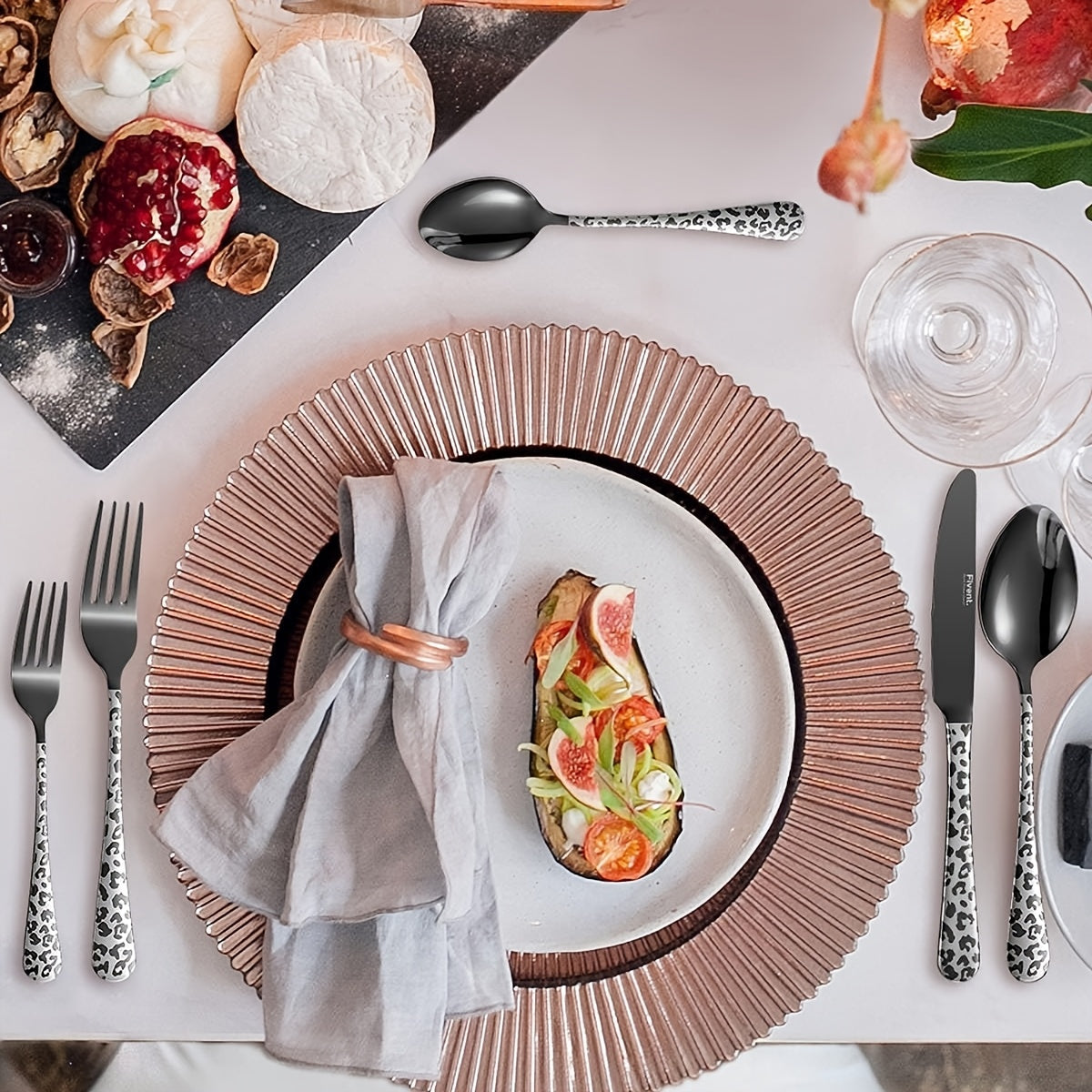 5-Piece Black Leopard Print Flatware Set – Bring Wild Style to the Table
