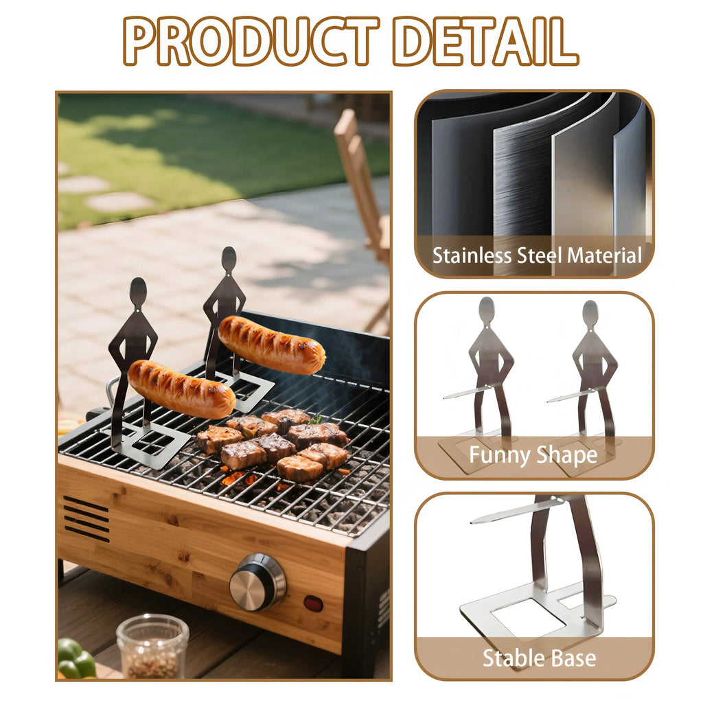 2PCS Funny Man Hot Dog Roaster: Portable Stainless Steel BBQ Rack product image 7
