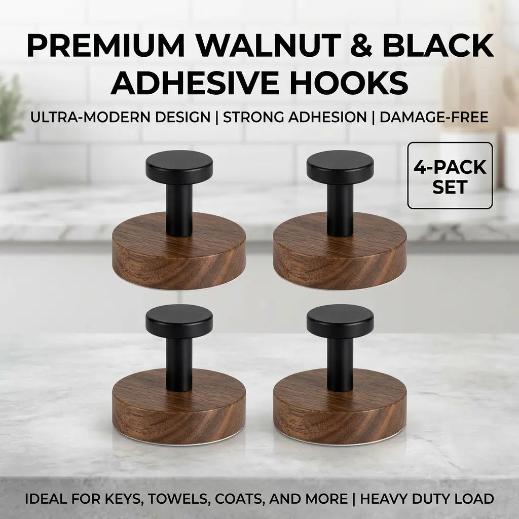 Walnut Wood Suction Cup Hooks (4 Pack) product image 2