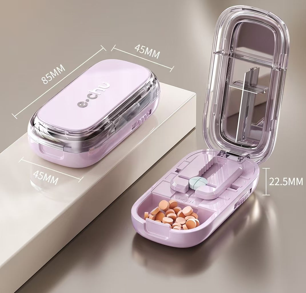 Echu Pill Cutter, Echu Pill Splitter, Adjustable 1/2 1/4 Splitter for Large, Small and Tiny, with Improved Sharp Blade, Accurate Centering Alignment Device