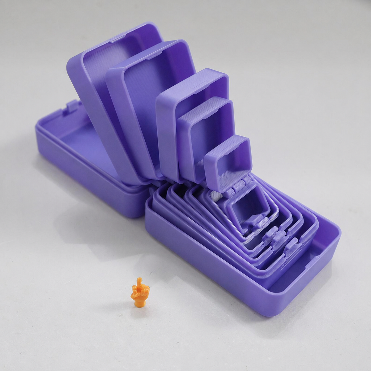 Multi-Layer Nesting Surprise Gift Box, 3D Printed Boxes Inside Boxes, Annoying Gift Box with Mini Middle Finger, Prank Gift Box with 6 Layer, Gag Gifts for Christmas Party Birthday
