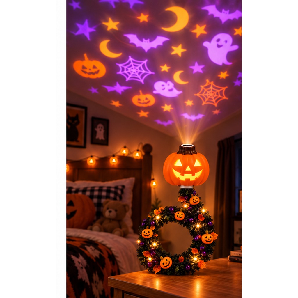 Halloween Pumpkin Projector Wreath Light – 15+ Spooky Looks from One Festive Decoration