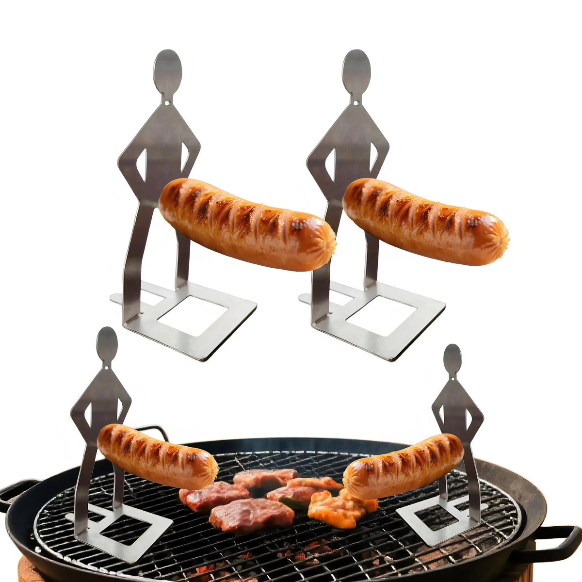 2PCS Funny Man Hot Dog Roaster: Portable Stainless Steel BBQ Rack product image 5