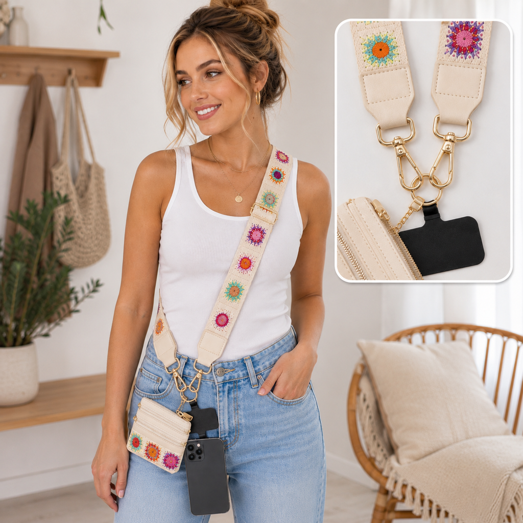 Adjustable Phone Shoulder Strap with Detachable Pouch for Hands-Free Carry product image 2
