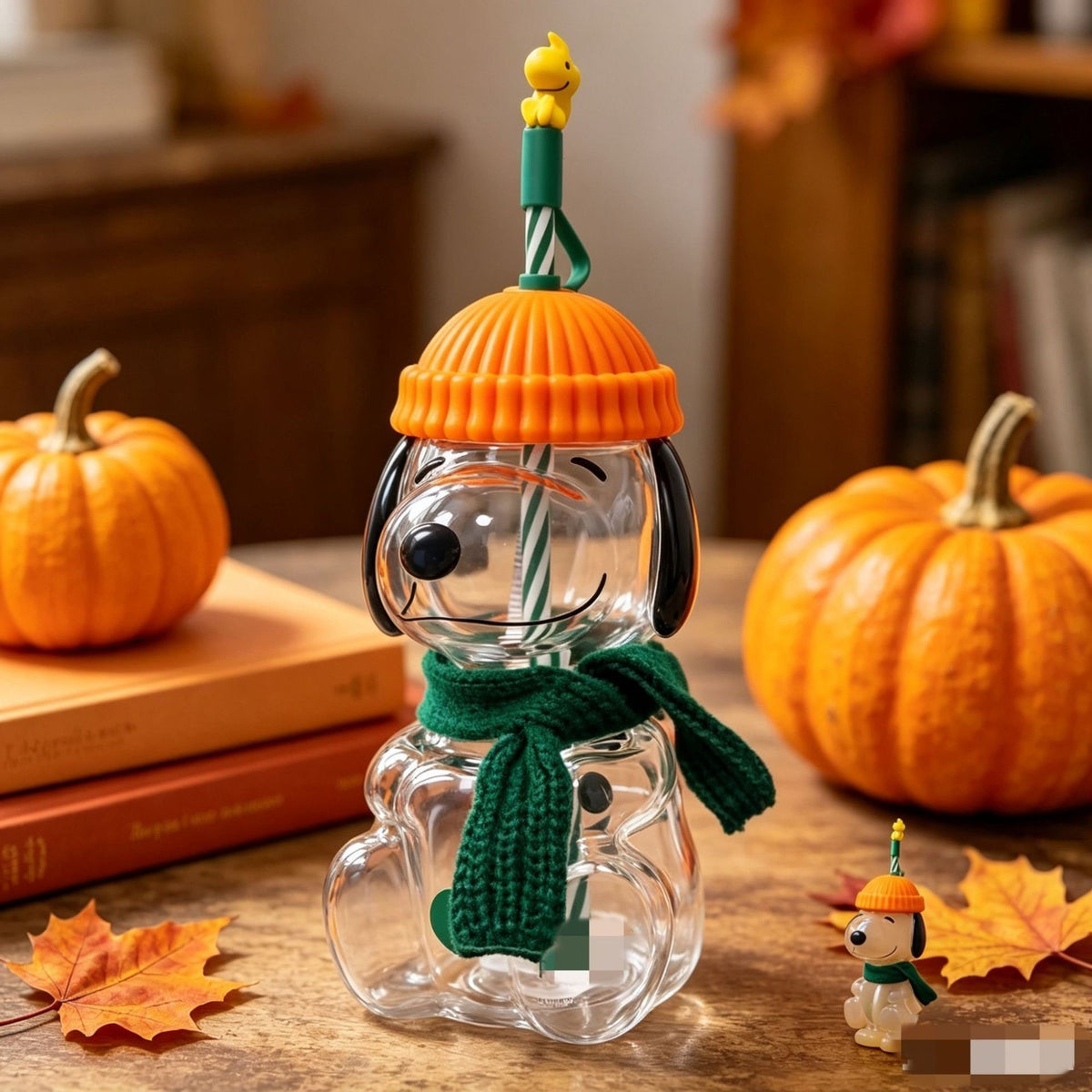 Winter Puppy Glass Tumbler with Straw – Cozy Holiday Style in Every Sip