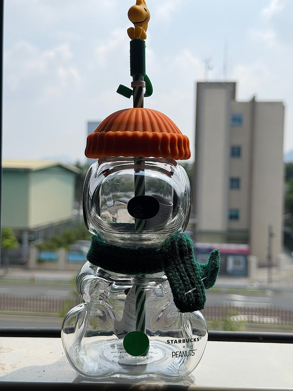 Winter Puppy Glass Tumbler with Straw – Cozy Holiday Style in Every Sip