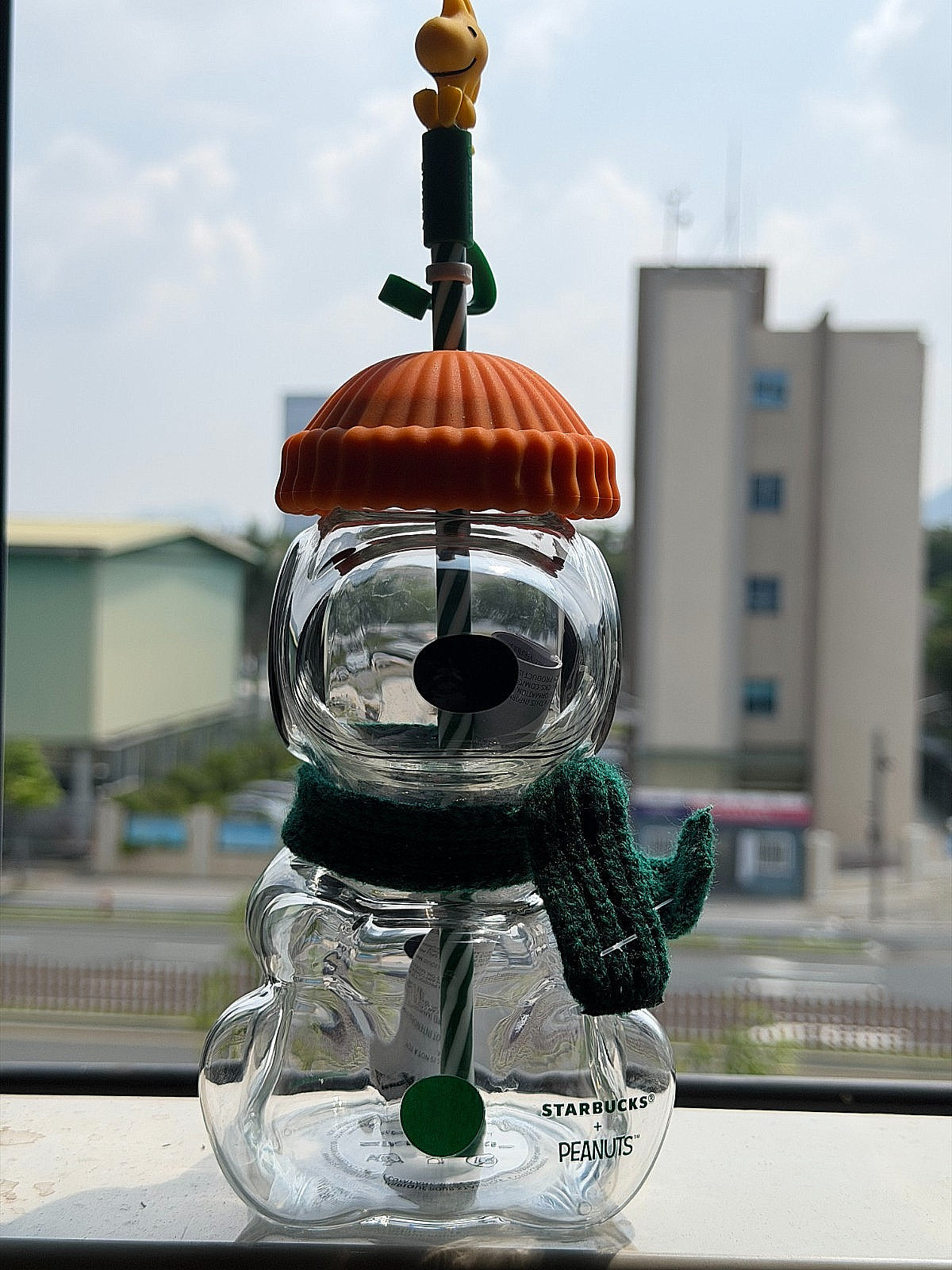 Winter Puppy Glass Tumbler with Straw – Cozy Holiday Style in Every Sip