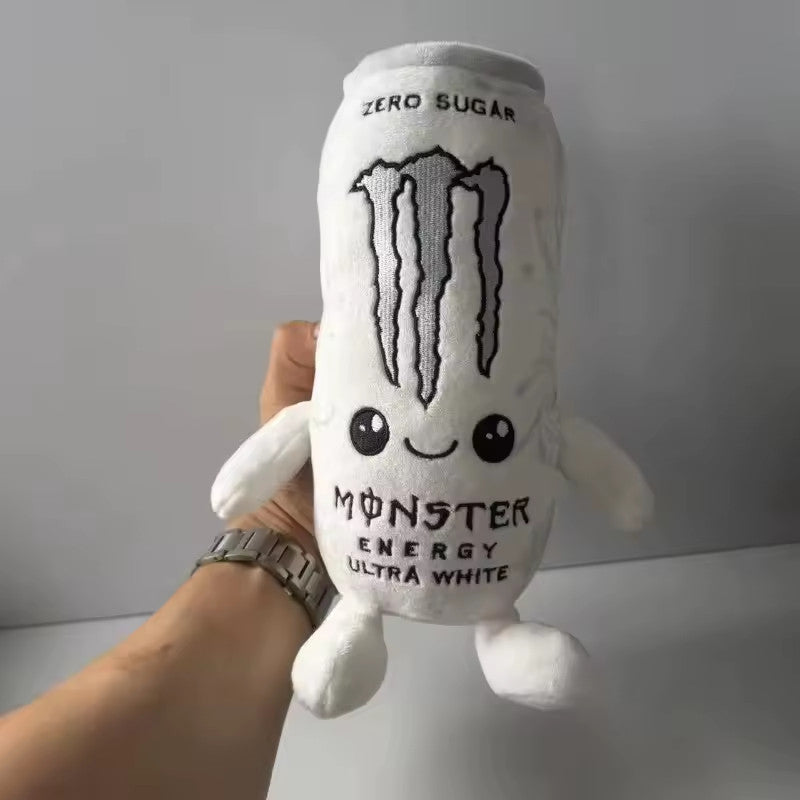 White Monster Energy Drink Can Plush Toy Soft Stuffed Decor Gift Collectible